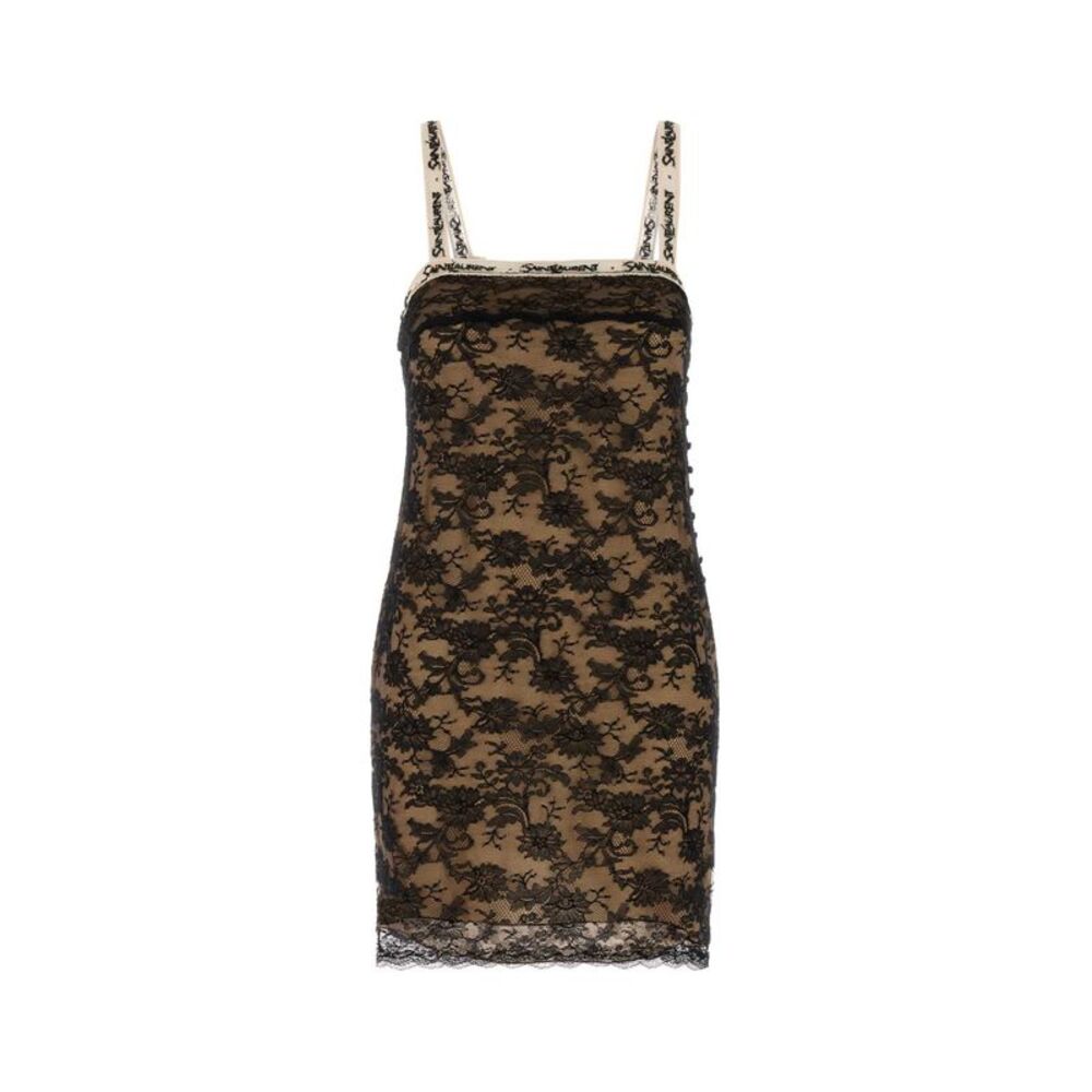 Saint Laurent Women Black Satin Dress